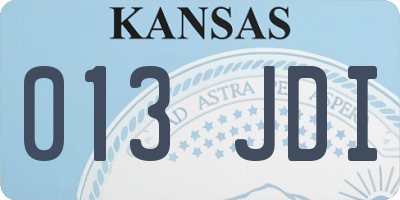 KS license plate 013JDI