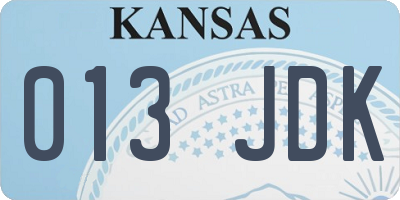 KS license plate 013JDK