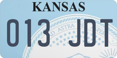 KS license plate 013JDT