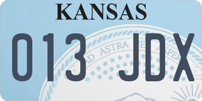 KS license plate 013JDX