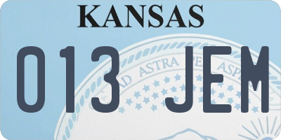 KS license plate 013JEM