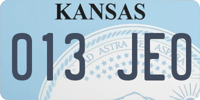 KS license plate 013JEO