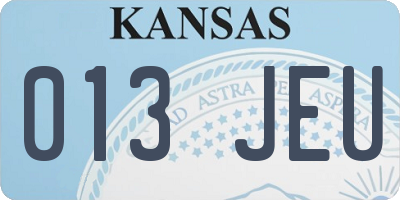 KS license plate 013JEU