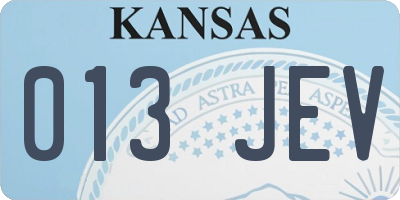 KS license plate 013JEV