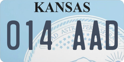 KS license plate 014AAD