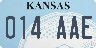 KS license plate 014AAE