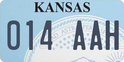 KS license plate 014AAH