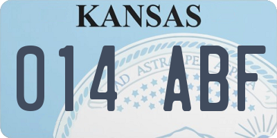 KS license plate 014ABF
