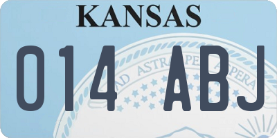 KS license plate 014ABJ