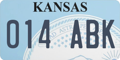 KS license plate 014ABK
