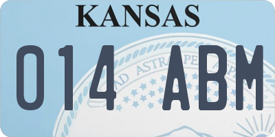 KS license plate 014ABM