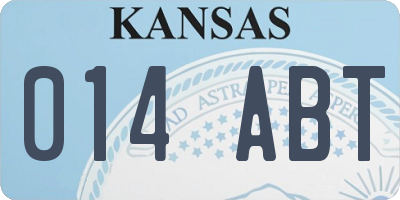 KS license plate 014ABT