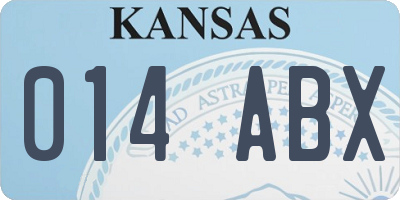 KS license plate 014ABX