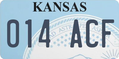 KS license plate 014ACF