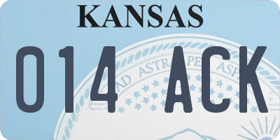 KS license plate 014ACK