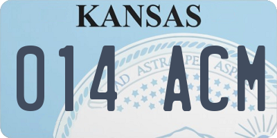 KS license plate 014ACM