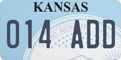 KS license plate 014ADD
