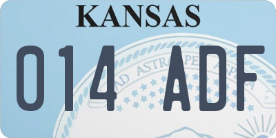 KS license plate 014ADF