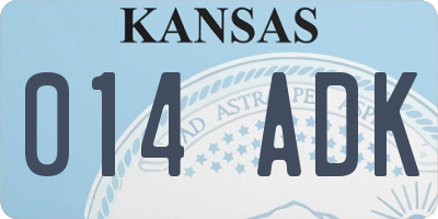 KS license plate 014ADK