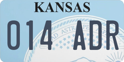 KS license plate 014ADR