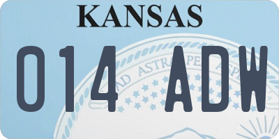 KS license plate 014ADW