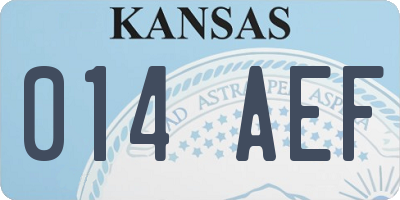 KS license plate 014AEF