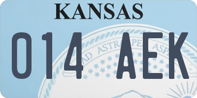 KS license plate 014AEK