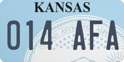 KS license plate 014AFA