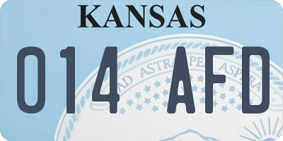 KS license plate 014AFD