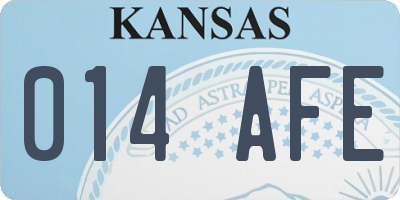 KS license plate 014AFE