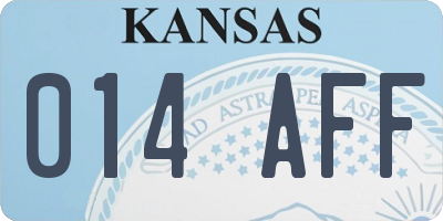 KS license plate 014AFF