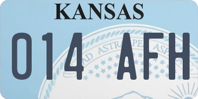 KS license plate 014AFH