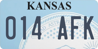 KS license plate 014AFK
