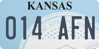 KS license plate 014AFN