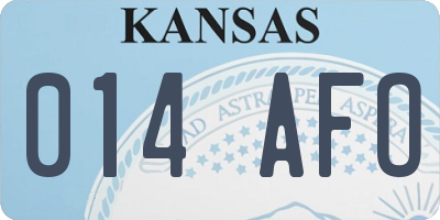 KS license plate 014AFO