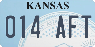 KS license plate 014AFT
