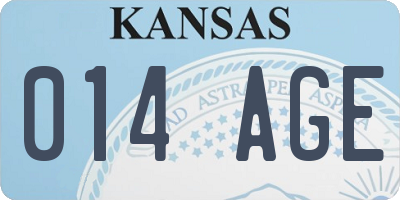 KS license plate 014AGE