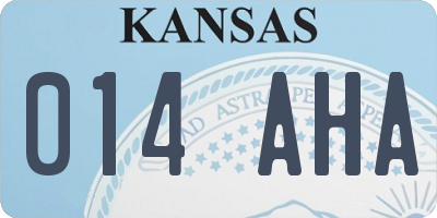 KS license plate 014AHA