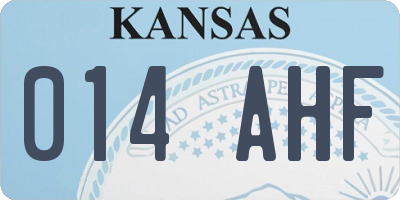KS license plate 014AHF
