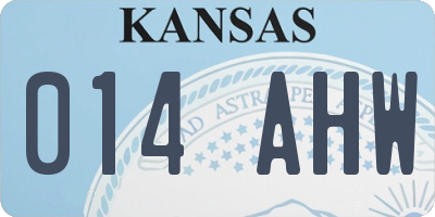 KS license plate 014AHW