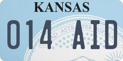 KS license plate 014AID