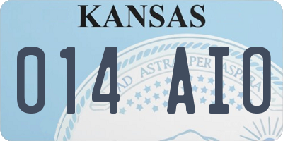 KS license plate 014AIO