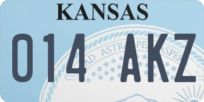 KS license plate 014AKZ