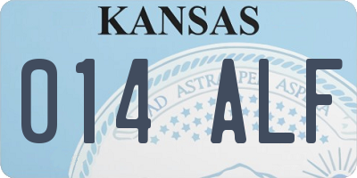 KS license plate 014ALF