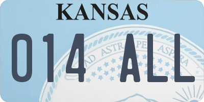 KS license plate 014ALL