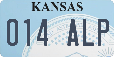 KS license plate 014ALP