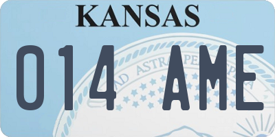 KS license plate 014AME