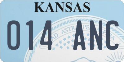 KS license plate 014ANC