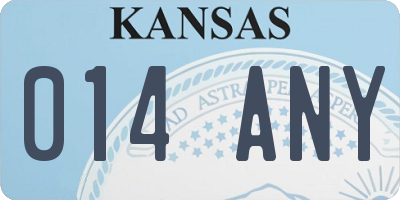 KS license plate 014ANY