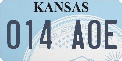 KS license plate 014AOE